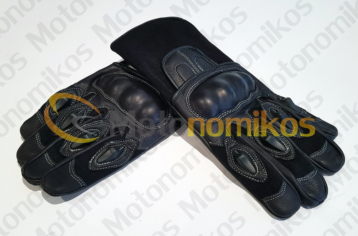 Δερμάτινα γάντια UTIKA με κόκκαλα για προστασία μαύρα για μηχανή